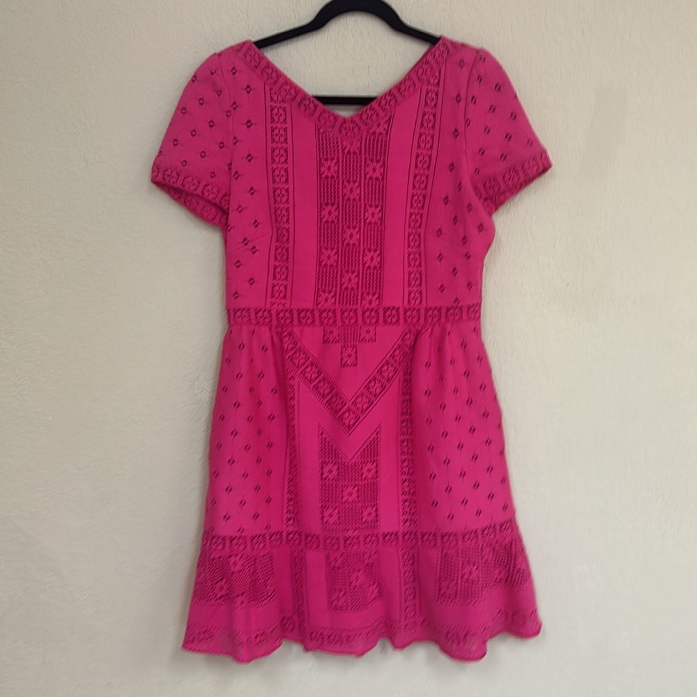 Valentino NWT Pink woman’s Voulant-Hem Guipure Dress size 10 - Picture 11 of 16